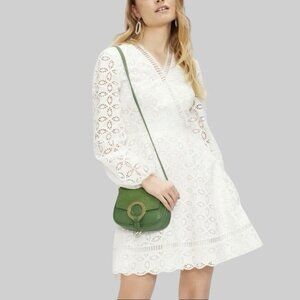 Ted Baker Liyaa Dress Size 3 US 8 White Fit N' Flare Broderie Eyelet Lace White